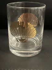 Culver Sea Shell Scallop 22K Gold Double Old Fashioned Low Ball Glass