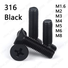 Black 316 Stainless Steel Phillips Countersunk Head Screw M1.6 M2 M3 M4 M5 M6 M8