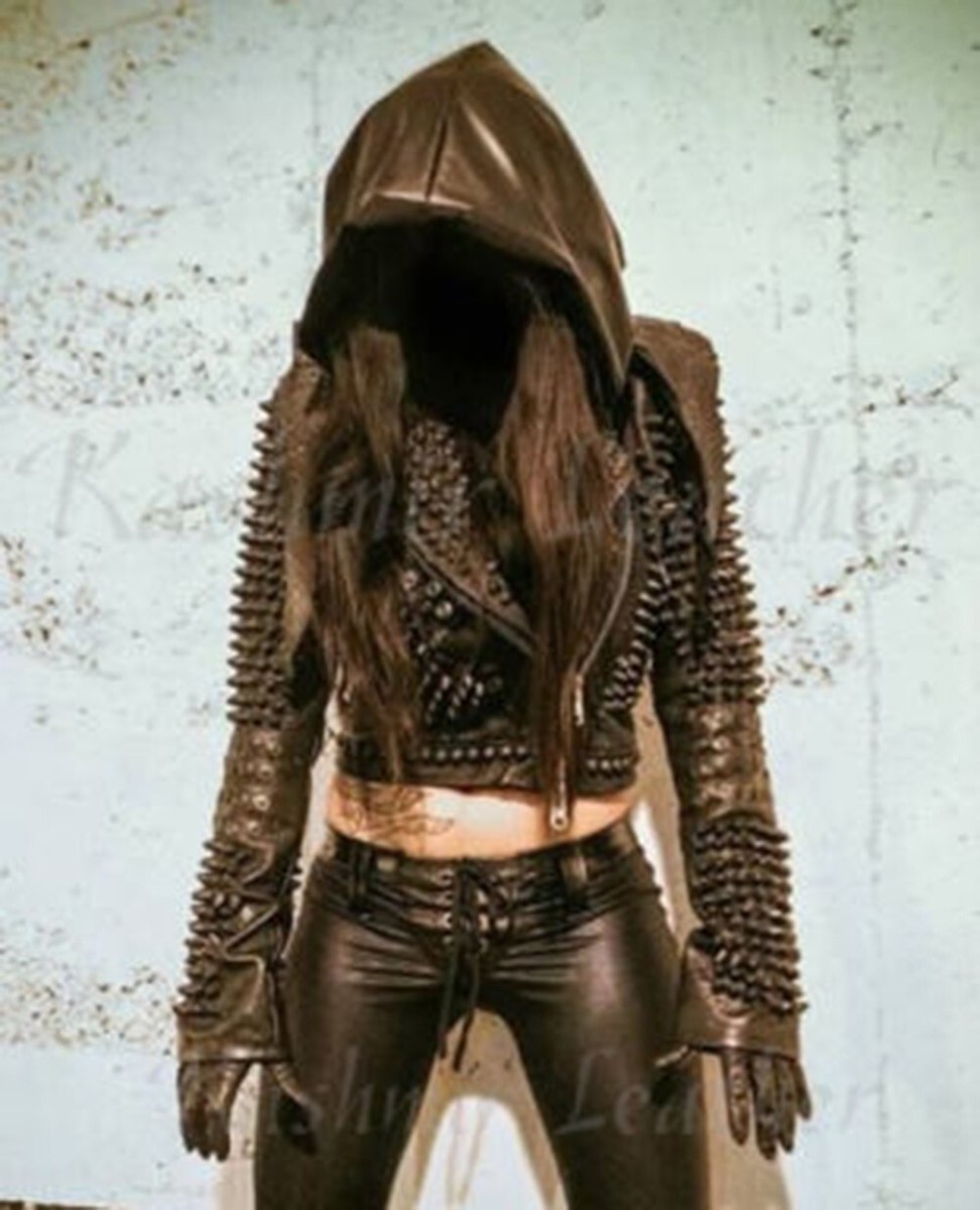 ジャケット・アウター grunge sheep leather short jacket punk grunge sheep leather short jacket punk（Pu Leather Rivet