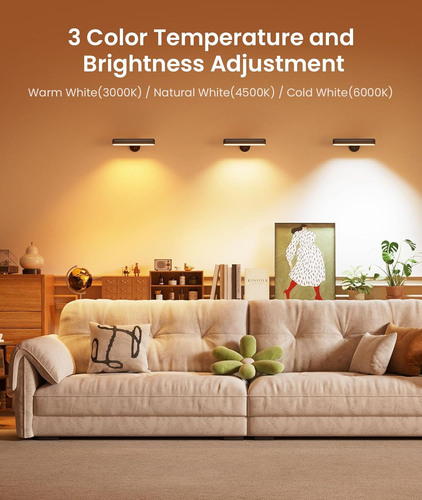 Rechargeable Wall Sconces LED Wall Lights with 7500Mah Battery Lamp for Bedroom, - Picture 6 of 9