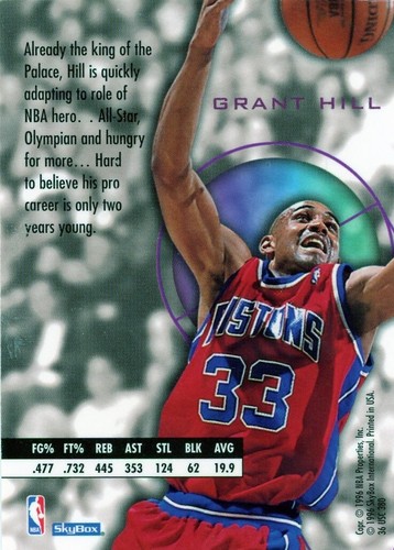 Skybox E-XL 1996-97 cuadro negro Grant Hill #24 Detroit Pistons - Imagen 2 de 6