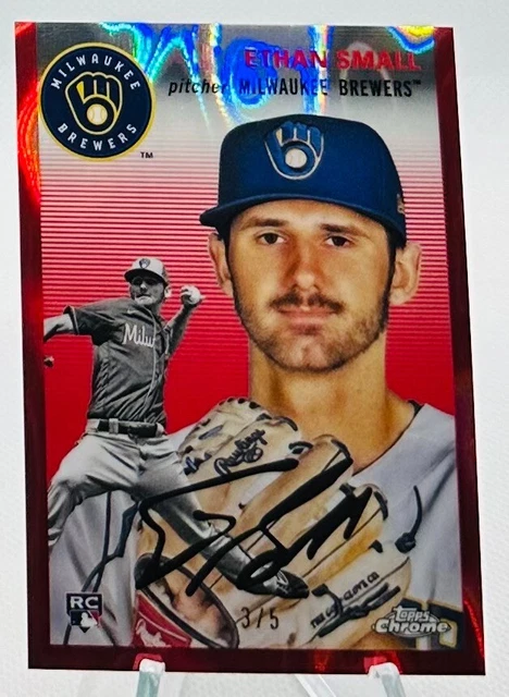2023 Topps Chrome Platinum Red Lava Refractor Ethan Small Brewers Rc #88 #'d 3/5