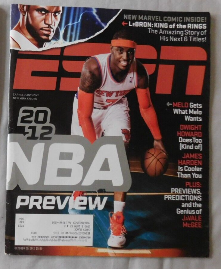 Carmelo Anthony October 29 2012 ESPN Magazine with Lebron James Comic EX