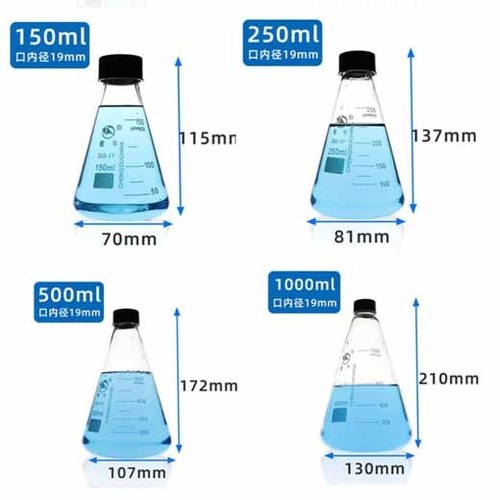 Glassware reagent Chemistry Erlenmeyer flask 50-1000ml screw seal Laboratory Lab - Picture 11 of 17