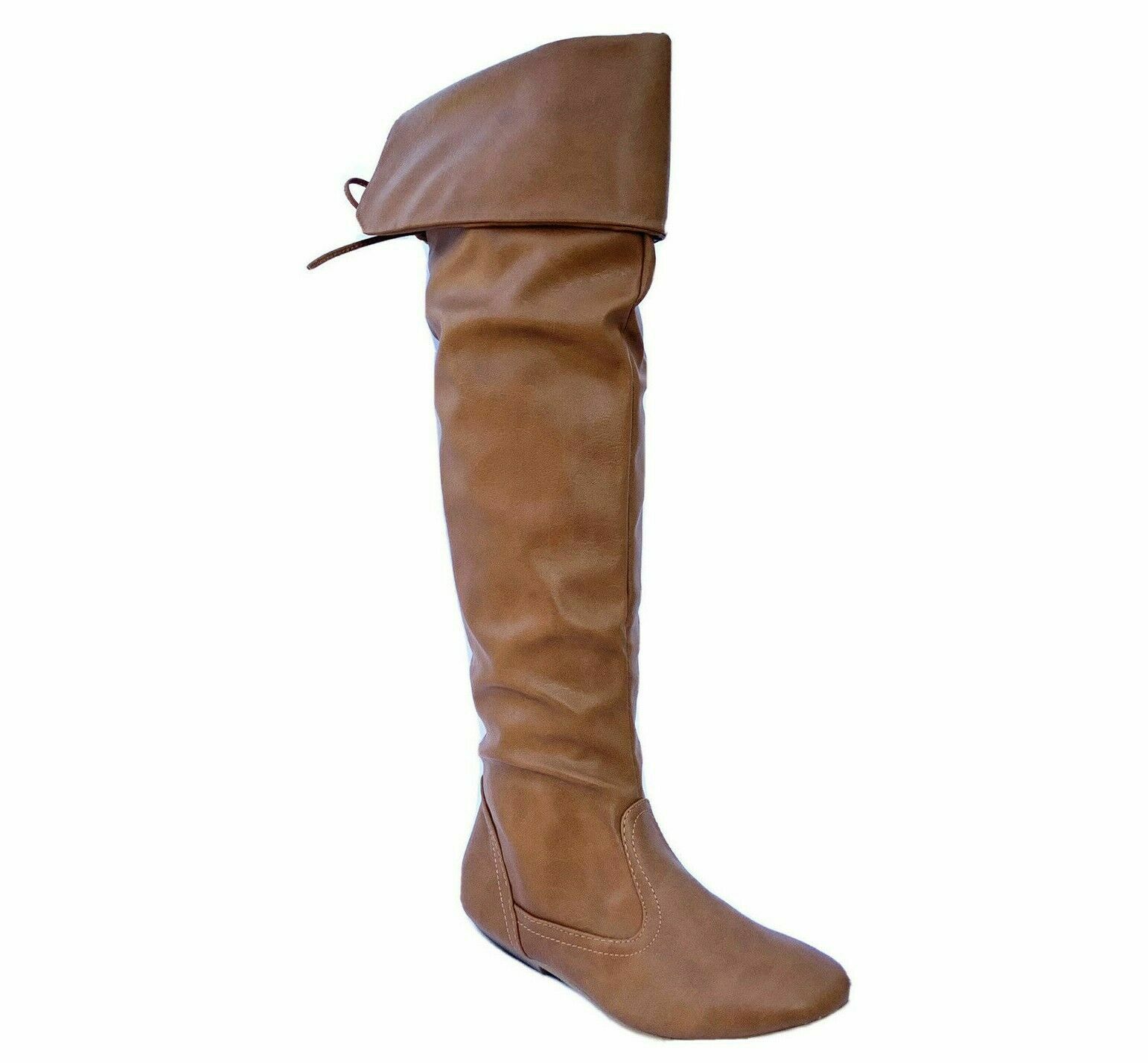 Tan Dress Over Knee Slouchy Boots size 