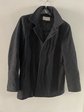 Ladies Black Reiss Smart Wool Coat / Jacket In Size Large Uk 12