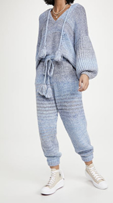 LoveShackFancy Blossom Pants Chunky Knit Joggers Lounge Size XS