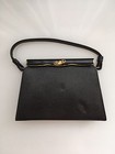 VINTAGE 50s AFTER FIVE 5  Black Lizard Embossed Purse W Enameled Clasp