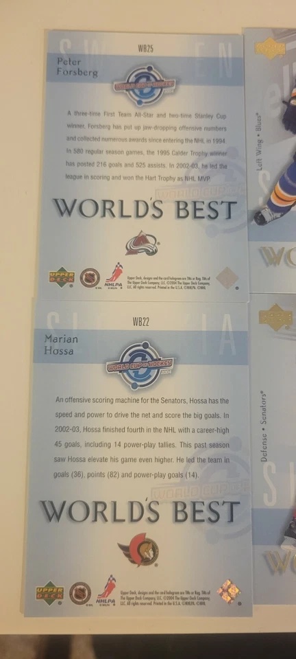 04/05 UD Hockey Series 1 World's Best Inserts Complete Your Set - Image 3 of 3