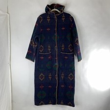 Vintage Woolrich Southwest Aztec Wool Blanket Long Hooded Coat Jacket M Navajo
