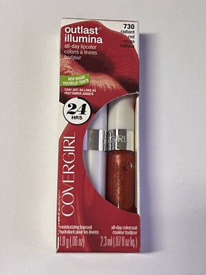 Covergirl Outlast Illumina All-Day Lipcolor & Topcoat, #730 Radiant Red (1)