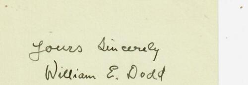 « Ambassadeur en Allemagne » William Dodd carte 3X5 signée à la main COA - Photo 1 sur 2