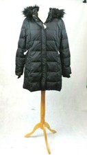 Centigrade Black Quilet Hooded Leather / Down Coat Size Xl Rrp £70 Cr009 Ii 01