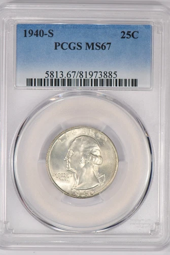 1940 S Washington Quarter PCGS MS67 Gem Silver Coin Original Toning 25C