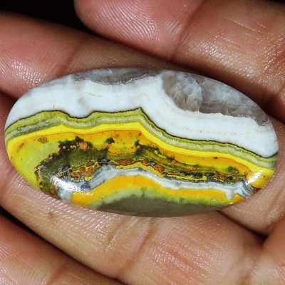 natural BUMBLE BEE JASPER oval cabochon loose gemstone 52.15 Carat. (24x46x4 mm)