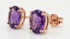GENUINE 4.36 Cts AMETHYST STUD EARRINGS 14K ROSE GOLD PLATED (.925) - NWT — photo 1