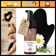 Natural Self Tanner Mousse Kit - Organic Tanning Foam  Mitt, Medium Tan, USA Ma