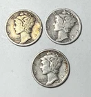 (3) nice circulated mercury dimes from the late 1920s