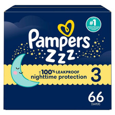 Pampers ZZZ Overnight Diapers, Size 3 16-28 3, Swaddlers Overnights