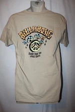 mens billabong t-shirt M nwt psych worm mushrooms beige