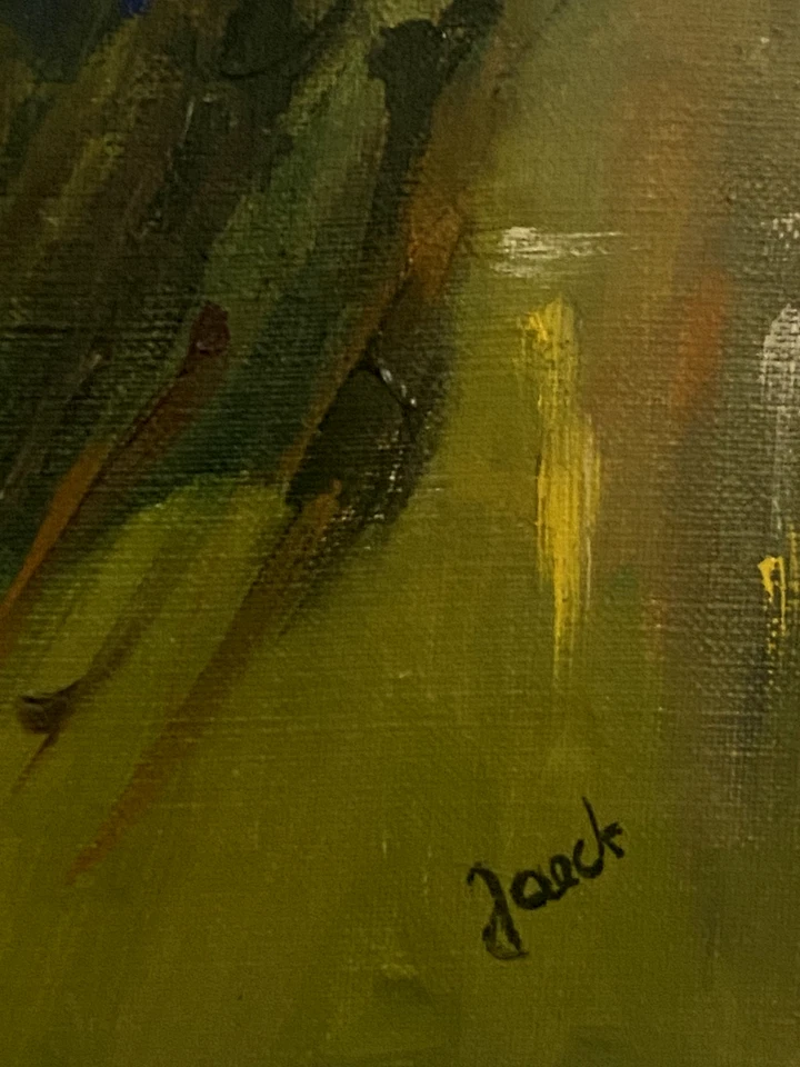 Tableau Contemporain Figuratif Huile sur Toile Chevaux Polo Course Signé Jaeck - Photo 2/4