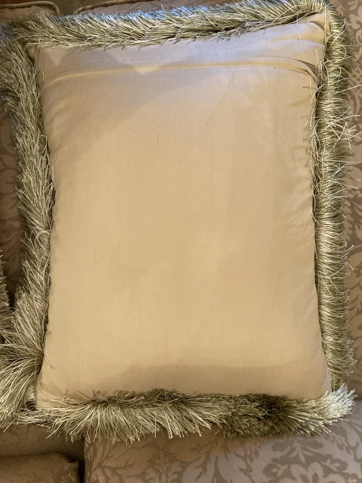 Almohadas de cacatúa 1990 tapiz de lana flecos de seda - Juego de 2 Foto 4 de 4