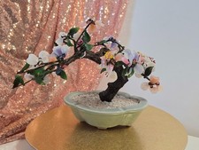 Bonsai Baum Edelstein Blüten Dekor Tischdeko Steinblumen Schale 31 cm