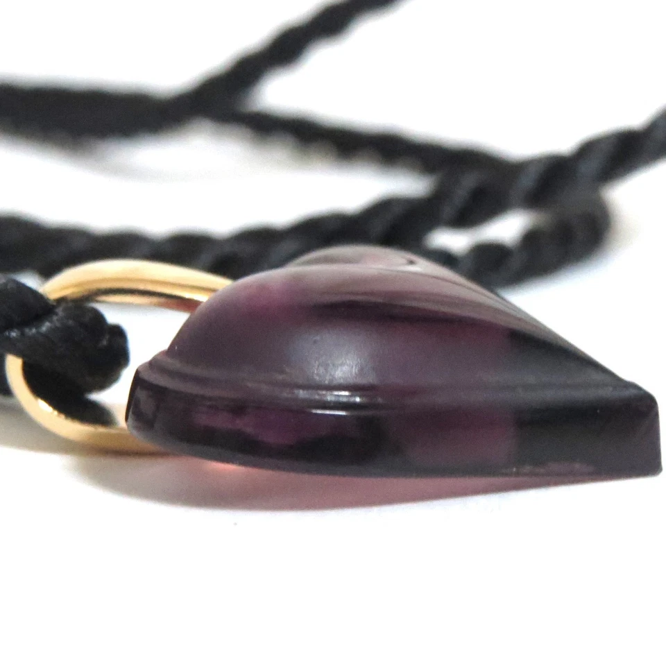 Auténtico collar colgante corazón vidrio púrpura LALIQUE gargantilla negra 2 cm/0,79" Goo Foto 2 de 4