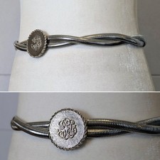 Vintage Silver Stretch Metal Belt Twisted Disco Glam Statement Waist Belt