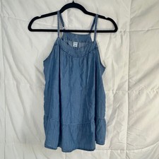 Old Navy Denim Chambray Tiered Tank Dress Blue Size Small