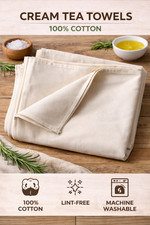 5 x Plain Cream 100% Cotton Tea Towel hemmed all 4 sides - £10.80 (£2.16 each)