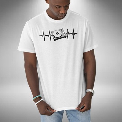DJ Heartbeat T-Shirt Funny Turntable Deck Vinyl Junkie Small to 5XL