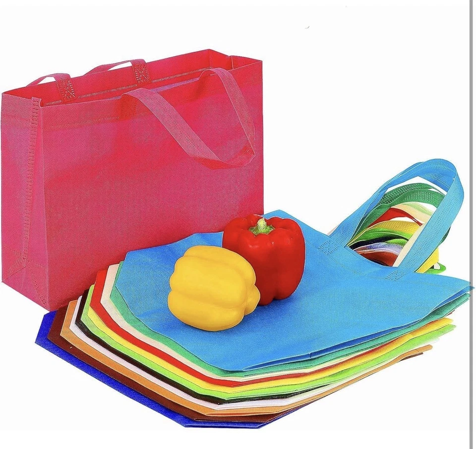 10 Pack Reusable Reinforced Handle Grocery Bags - Heavy Duty Large Shopping Tote - Image 4 of 4