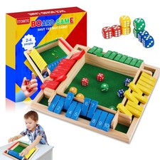 Wooden Dice Board Game Shut The Box for 2-4 Players Flaps  Dices Game Toys