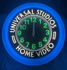 Nos Universal Studios Home Video Promotional Neon Art Deco Clock Man Cave Vtg