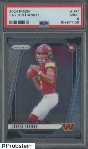 2024 Panini Prizm #347 Jayden Daniels Commanders RC Rookie PSA 9 MINT