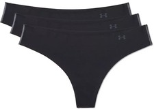 Under Armour Women's UA Pure Stretch Thongs 3-Pack Underwear Size XL, black