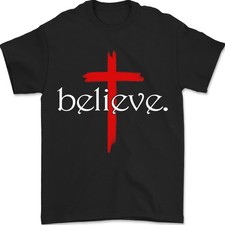 Believe In Cross Jesus Christ Christian Sayings Bible Faith God T-Shirt