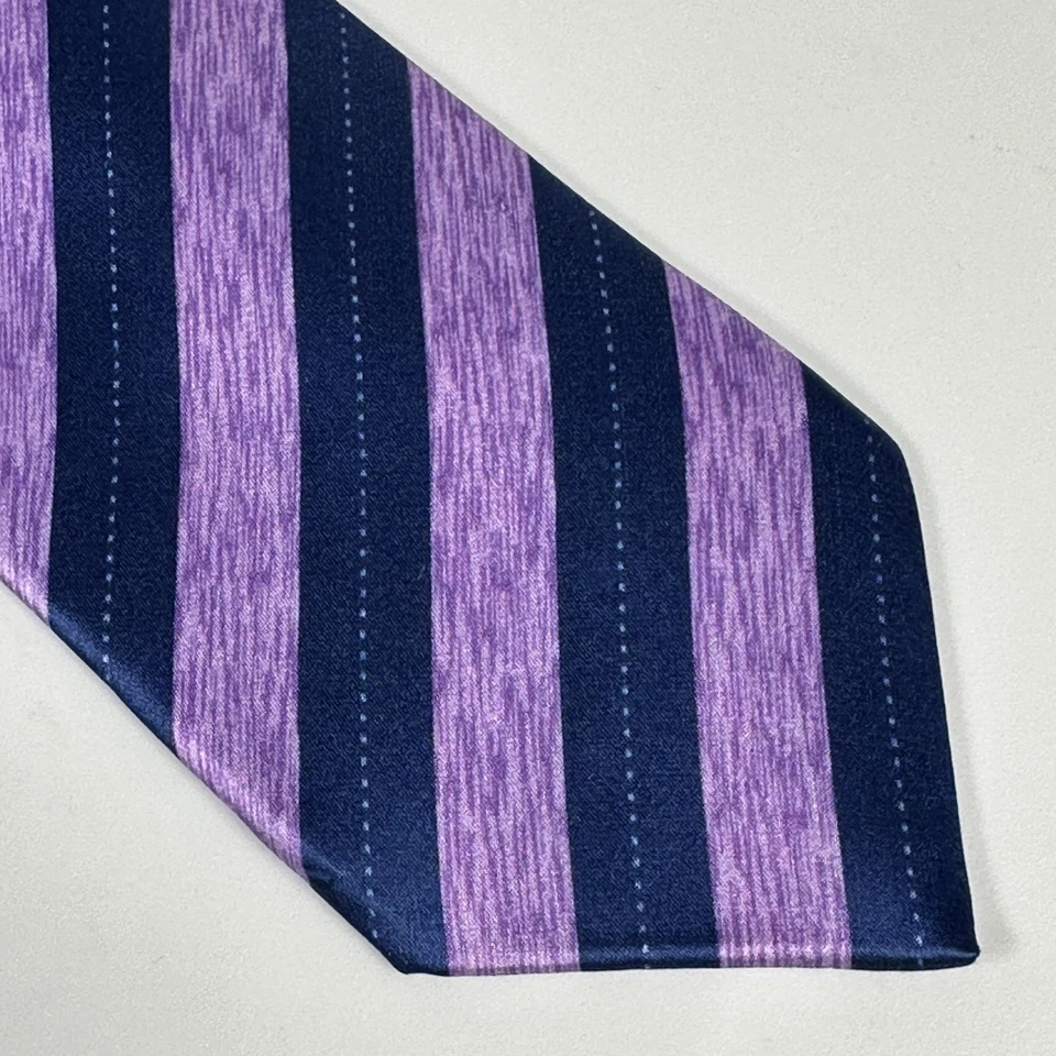 Corbata formal Dolcepunta para hombre seda lisa púrpura azul marino a rayas XL Italia Foto 3 de 4
