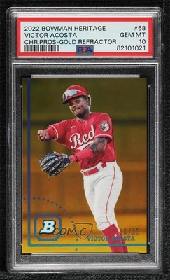 2022 Bowman Heritage Chrome Prospects Gold Refractor 19/50 Victor Acosta 12wz