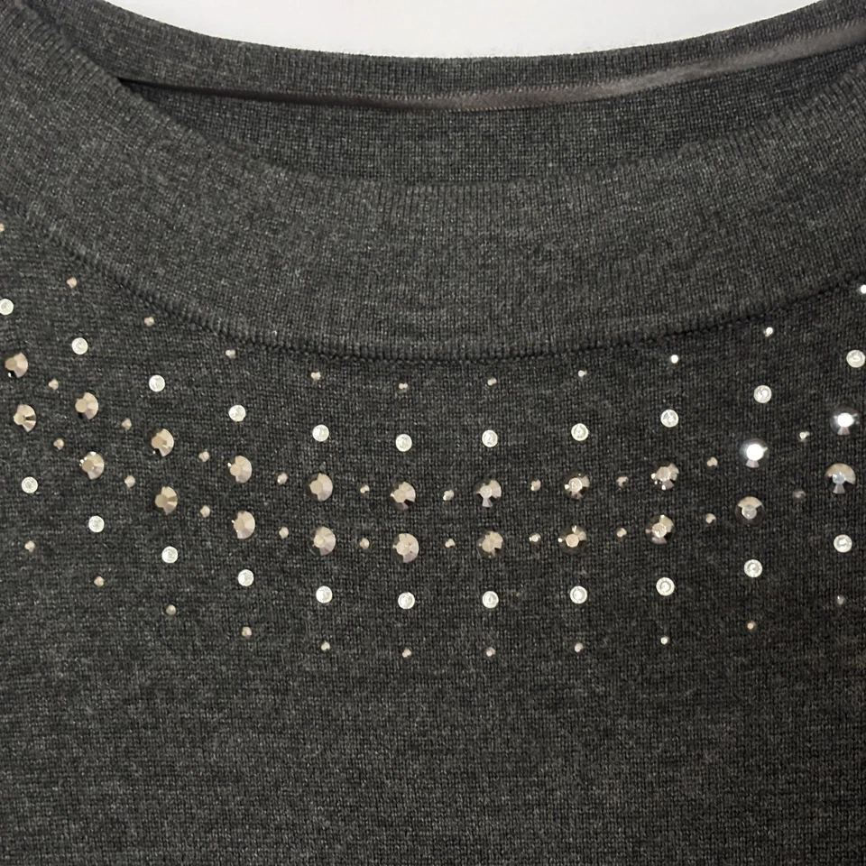 Кабель и калибр серый туника 2 X w/блестки/стразы 3/4 рукав праздник блестящий блеск - Изображение 2 из 4