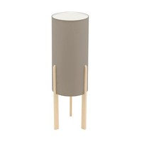 Tischlampe Nachttischlampe Holz In Ahorn Textil In Taupe E27 Fassung