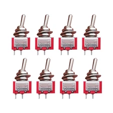 8Pcs SPST Mini Toggle Switch 2 Terminal On/Off 6A 125V MTS-101 for DIY