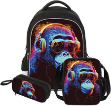 Kids Backpack for Boys Girls,Animals Print School Bag with Large Capacity 17" Mu