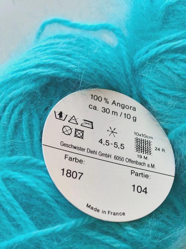 Gedifra 100 % Angora Aphrodite Garn 19 Gr. Türkis  Fb. 1807 - Bild 1 von 4