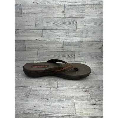 Skechers Men Relaxed Fit 360 Memory Foam Flip Flops Brown  display picture 2