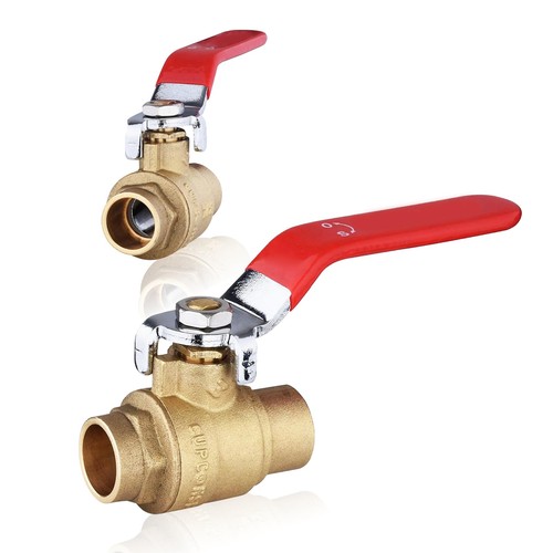 2 PCS 1/2x1/2 Inch Sweat Ball Valve Brass Full Port Shut Off Plumbing Tool