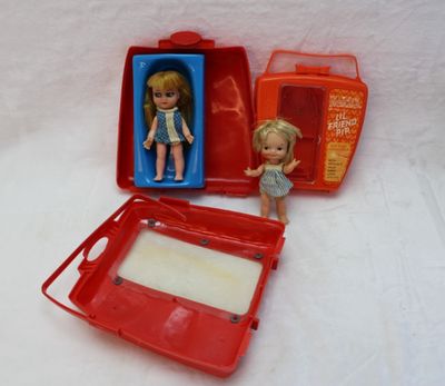 Vintage Remco Heidi & Lil Friend Pip Pocket Doll with Cases 1960s