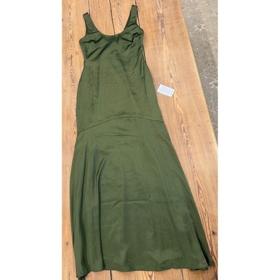 NWT Lulus Enchanting Sophistication Satin Slip Dress Olive Green Maxi  Medium | eBay