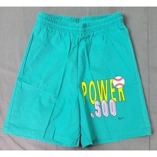 Vintage 90s SSI Shirt Shed Kids Teal Baseball Power .500 Shorts Size 14 USA 1992